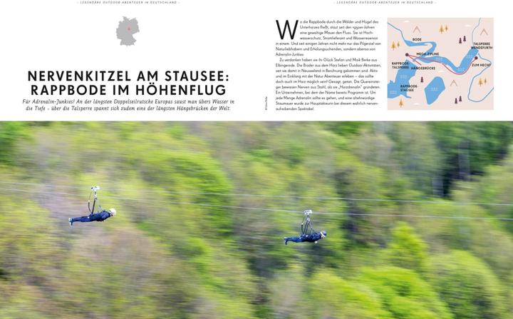 Produktbild Bildband Legendäre Outdoorabenteuer in Deutschland (Deutsch, Tanja Schuhbauer, Oliver Karaschewski, Tanja Weidner, Markus Kuhnhenne, Moritz Jacobi, Alexandra Lattek, Carlota Citoler, Erika Dürr, Aileen Tiedemann, Christian Haas, Aylin Krieger, Julia Reichardt, Franziska Consolati, 2023)