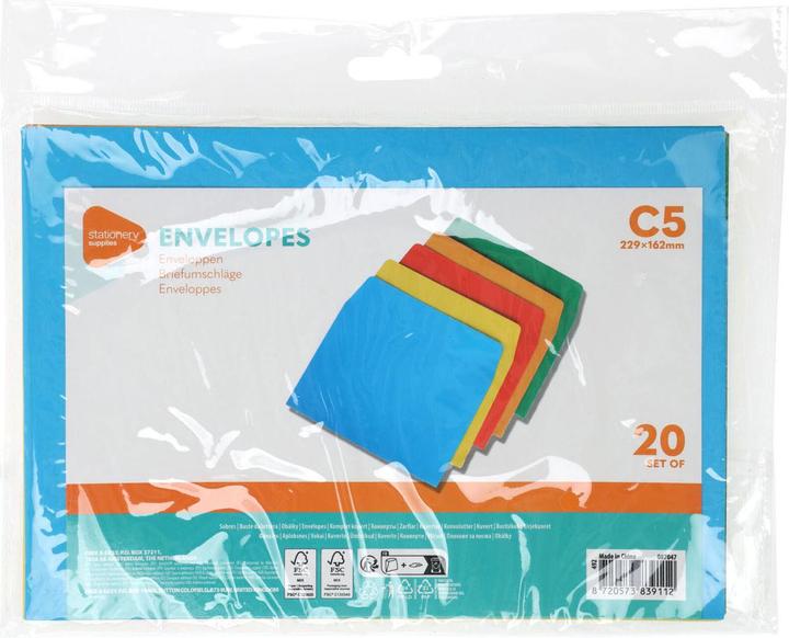 Actual product image Coloured envelopes (23 x 20 cm, 20 x)