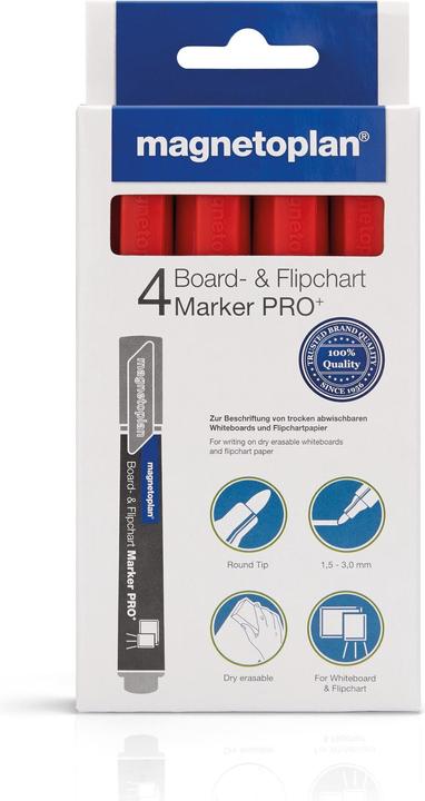 Image du produit Magnetoplan Tableau et marqueurs pour tableau de papier (Rouge, 3 mm, 4 x)