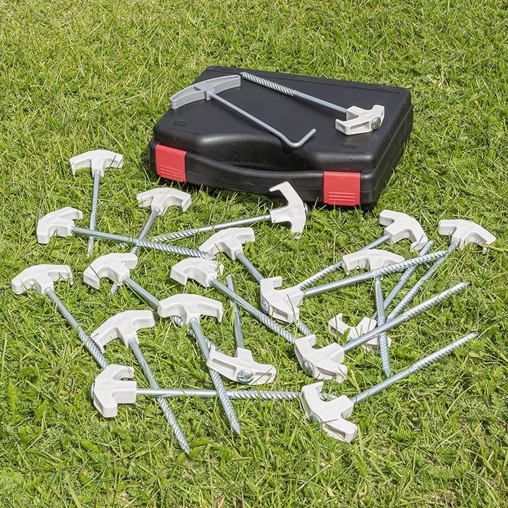 Image du produit ProPlus Piquet de tente 20 cm Metal Heavy Duty avec crochet en plastique - Set de 20 pièces dans un coffret