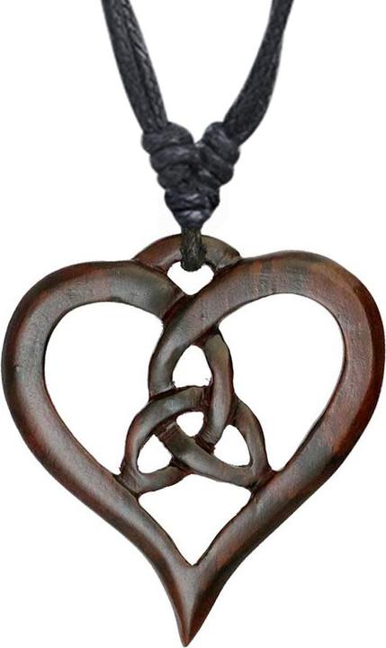 Star Piercing Halskette schwarz Anhänger Stammes Ornament Herz aus Narra Holz (Organisch, ohne Messing)