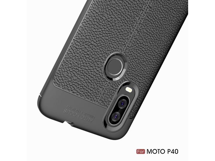 Actual product image Screenguard Motorola One Vision Case Leather Design TPU Cover (Motorola One Vision)