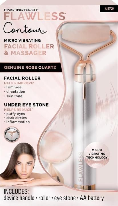 Actual product image Flawless Contour Face Roller with Rose Quartz White
