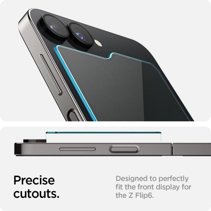 Actual product image Spigen EZ Fit Tempered Glass Clear Screen Protector Samsung Galaxy Z Flip 6 2-Pack (2 Piece, Samsung Galaxy Z Flip6)
