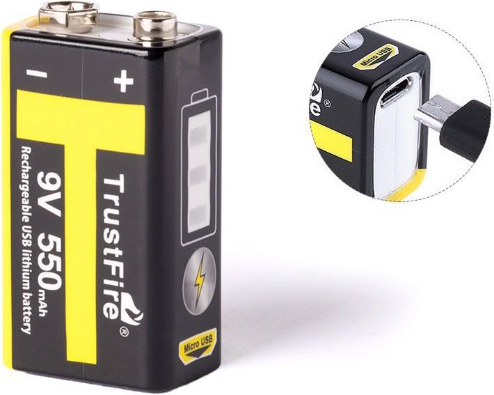 Immagine prodotto Trustfire Blocco da 9V con funzione di ricarica USB (1 pz., 9V Block, 550 mAh)