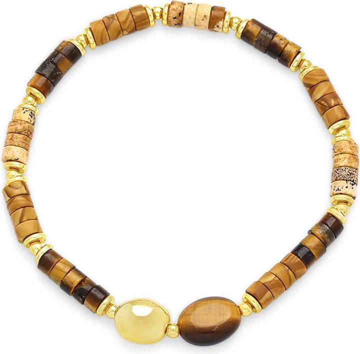 Leyda Armband Edelstein mit Edelstahl (18 cm, Stein, Edelstahl Gelb Vergoldet 18K)