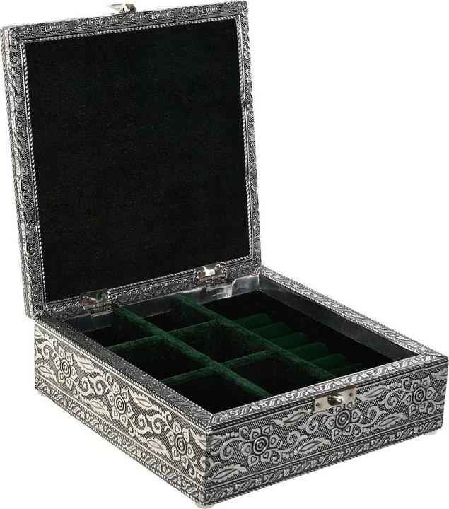 Image du produit Esprit Box-Schmuckkästchen Home grün Silberfarben Holz Aluminium 18 x 18 x 6 cm