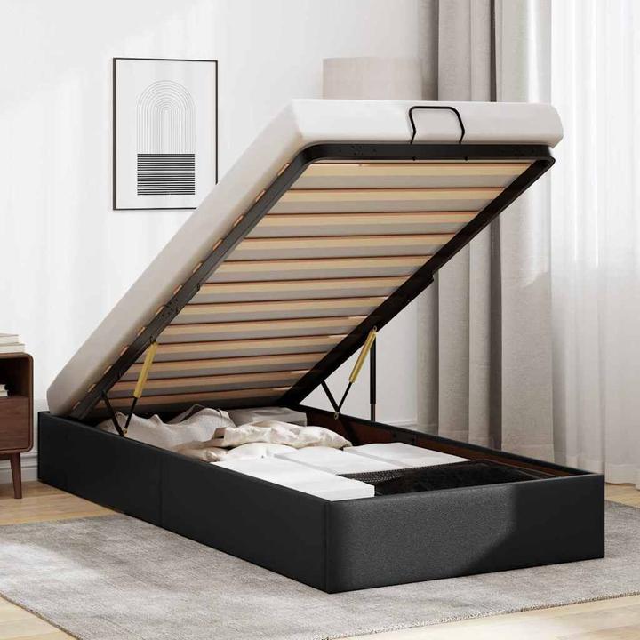 Produktbild VidaXL Ottoman-Bett ohne Matratze Schwarz 90x200 cm Kunstleder (90 x 200 cm)
