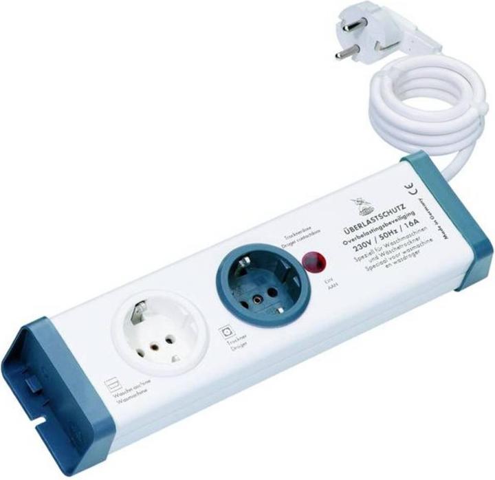 Actual product image interBär EL 2-fold UL -overload protection socket strip 2-fold 1.5 m white (2 x, CEE 7/3, 1.50 m)