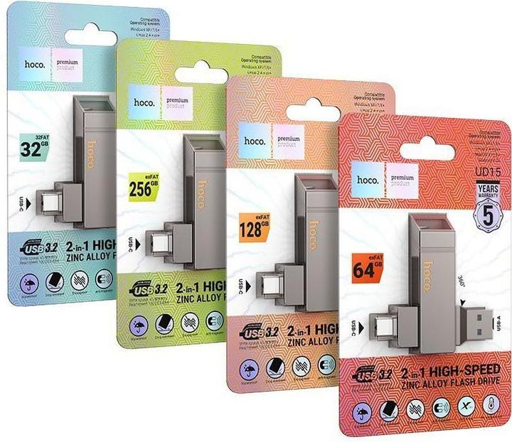 Image du produit Hoco Memory cards pendrive USB A + USB C UD15 256GB USB3.2 (256 Go, USB-A, USB-C)