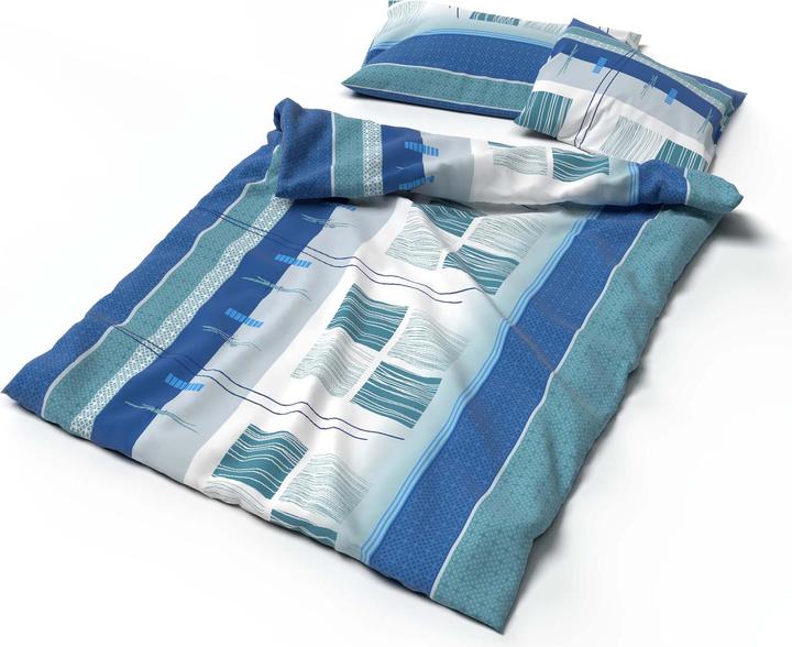 Image du produit Lotus Bettwaren Parure de lit Jersey Amalfi bleu (Housse de couette, 200 x 210 cm)
