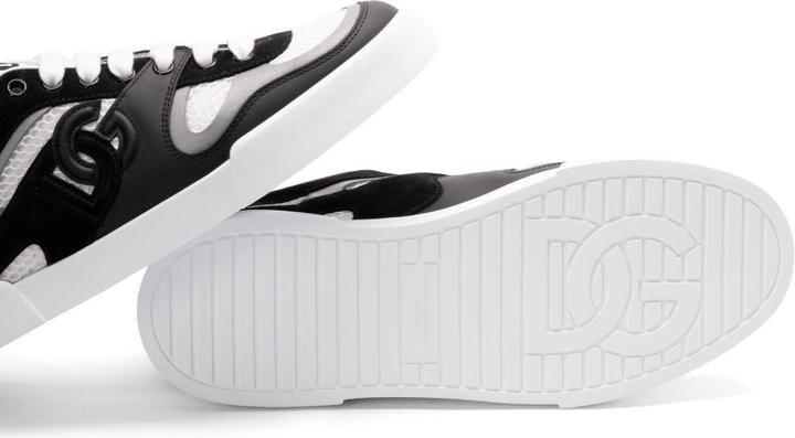 Actual product image Dolce & Gabbana portofino strobel light sneakers in leather and fabric color black and white (43)