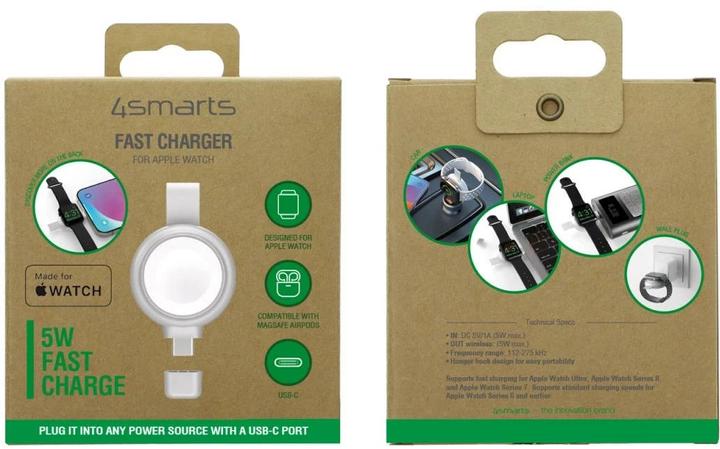 Produktbild 4smarts MFi Fast Charger für Apple Watch silber