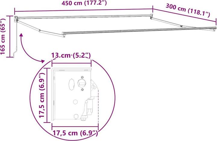 Actual product image VidaXL Awning Retractable 3.5X2.5 M Fabric And Aluminium (3 m)