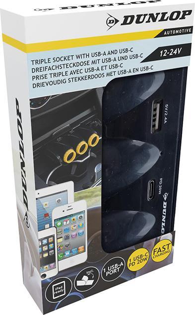 Actual product image Dunlop Socket 3 Way 12/24V ABS