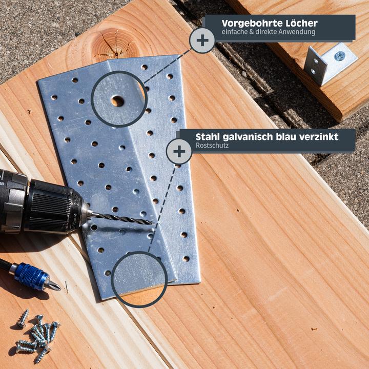 Actual product image Helpmate Flachverbinder 45x180, verzinkt, 12 Stück (Flat connectors, 12 pcs.)