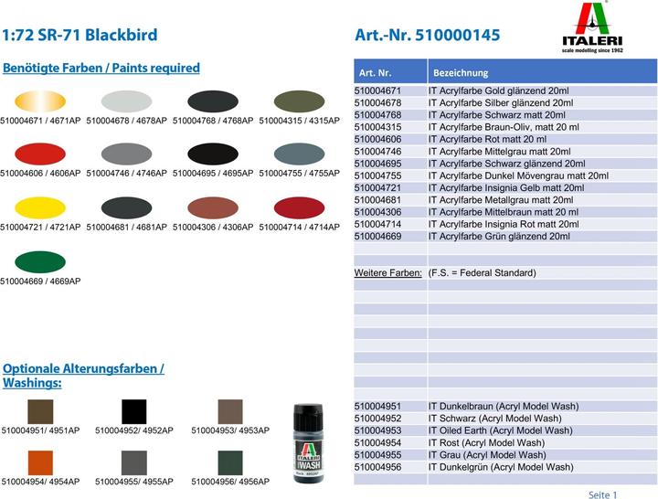 Actual product image Italeri SR - 71 BLACK BIRD
