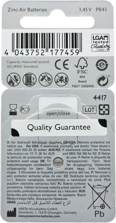 Immagine prodotto Rayovac 60 pezzi Batteria per apparecchi acustici Varta HA312, PR41, 4607, 5000252003205 (60 pz., 180 mAh)