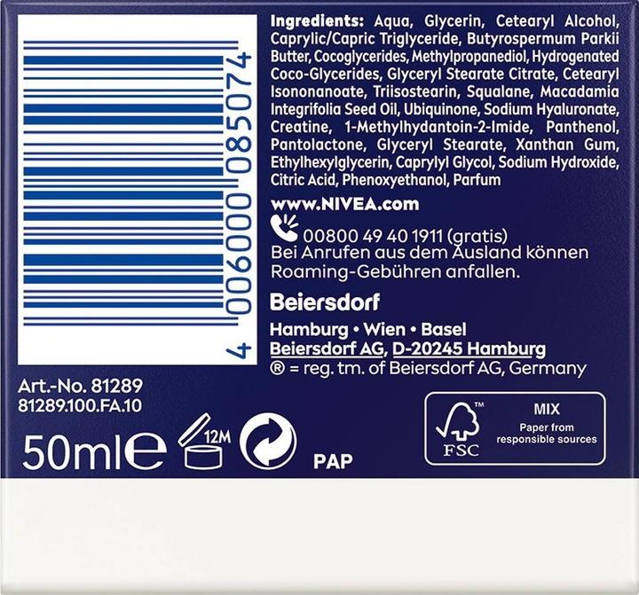 Nutritional values and ingredients NIVEA Q10 Pow Ant Wrinkle Night Cream 50ml (50 ml, 24h cream)