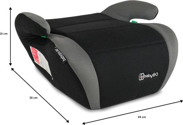 Produktbild BabyGo - Sitzerhöhung BOOSTER i-Size - schwarz/grau (Kindersitzerhöhung, ECE R129/i-Size Norm)