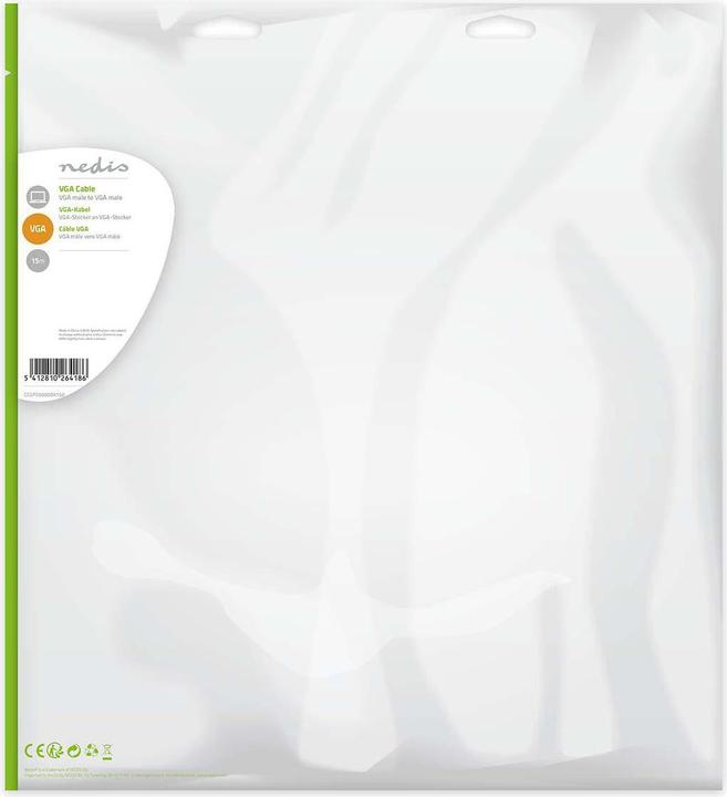 Actual product image Nedis Video cable, VGA plug - VGA plug, 1024 x 768, 20m (0.20 m, VGA)