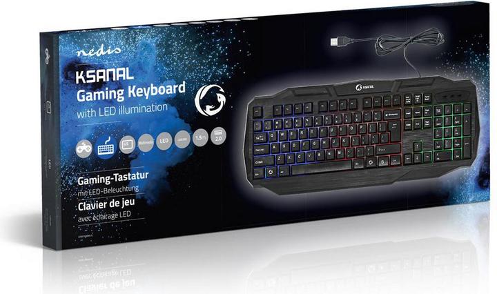 Image du produit Nedis Wired Gaming Keyboard Clavier de jeu avec câble USB 2.0 Clavier américain Schwa (ING. Int., Filaire)