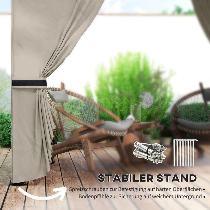 Immagine prodotto Swisshandel24 Pavillon ca. 3,4x3,4 m wasserabweisend, verzinkter Metallrahmen, Hellgrau (340 cm, 340 cm)
