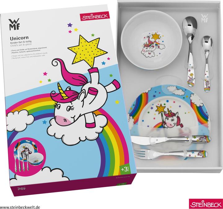 Produktbild WMF Kindergeschirr Kinderbesteck 6tlg Einhorn Edelstahl poliert spülmaschinengeeignet