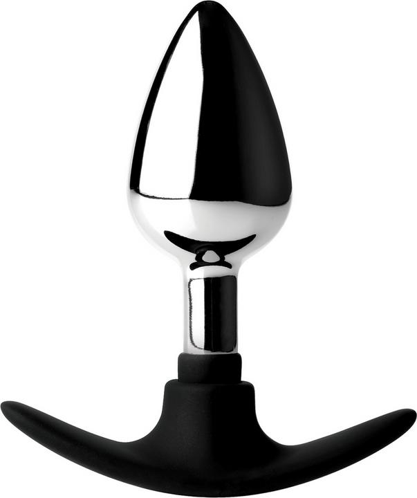 Actual product image Master Series Dark Invader Anal Plug Metal with Silicone Medium