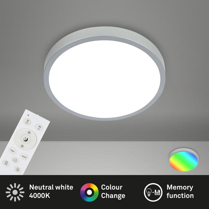 Actual product image Briloner RGBW LED surface mounted light, silver color, 1xLED/22W (2900 lm)