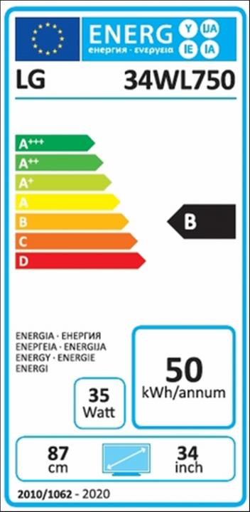 Energy Label LG 34WL750-B (3440 x 1440 pixels, 34")