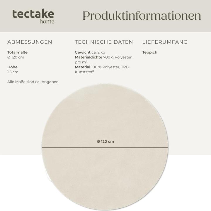Produktbild tectake Kurzflorteppich Soft Zone (120 x 120 cm)