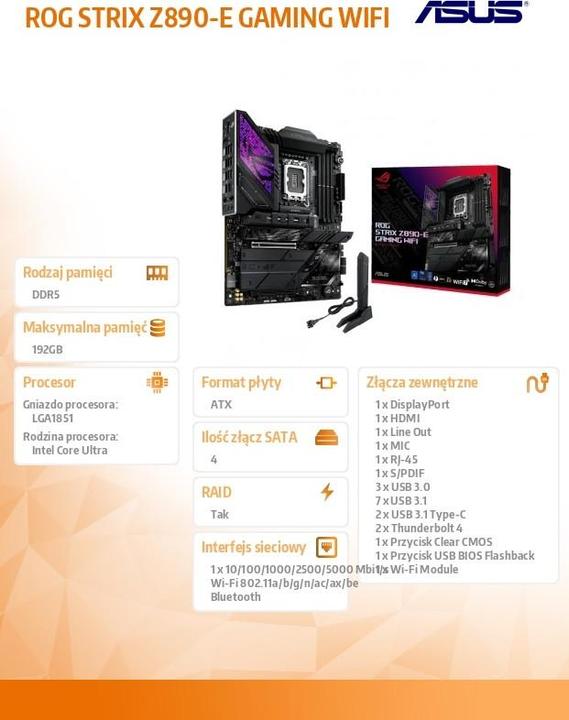 Produktbild ASUS ROG STRIX Z890-E GAMING WIFI (LGA 1851, Intel Z890, ATX)