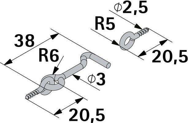 Actual product image Hettich Sturmhaken 16 x 37 mm (1 pcs.)