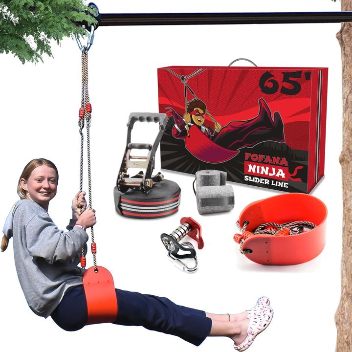 Fofana Kit de poulie pour tyrolienne Ninja Slider, 20 m (20 m)