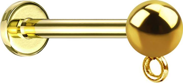 Actual product image Star Piercing Micro labret internal thread gold-plated with ball ring for pendant (Surgical steel 316L, without brass)