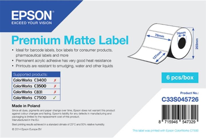 Actual product image Epson Premium Matte Label 1 Roll