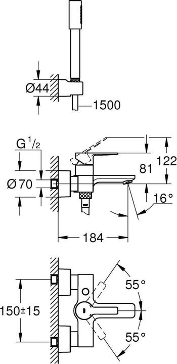 Image du produit Grohe Mitigeur monocommande linéaire pour baignoire