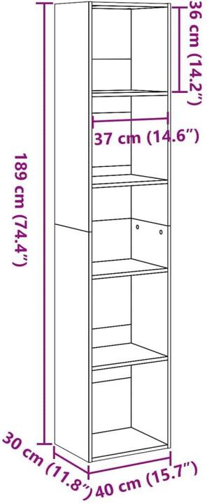 Image du produit VidaXL Bücherregal Standregal Büroregal Aktenregal Aufbewahrungsregal Schwarz (30 x 40 x 189 cm)