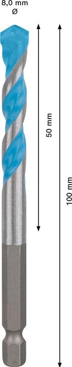 Actual product image Bosch Professional Zubehör Expert HEX-9 MultiConstruction drill, 8 x 50 x 100 mm (8 millimetres)