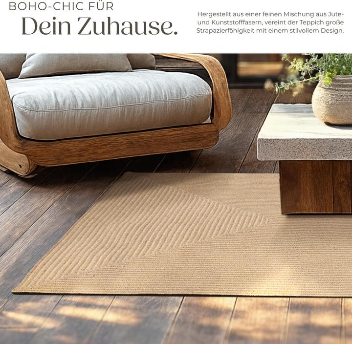 Immagine prodotto tectake Tappeto intrecciato Vibe in juta, stile boho-chic (170 x 120 x 0,5 cm)