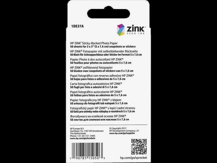Image du produit HP Sprocket Fotopapier Zink (290 g/m², Photo (5x7.6cm), 50 x)