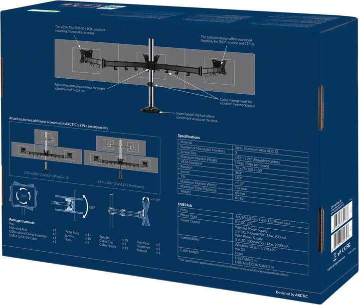 Actual product image Arctic Z3 Pro with USB 3.0 hub (Table, 29")