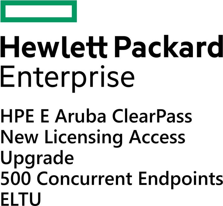 Actual product image HPE E Aruba ClearPass, New Licensing, Access, Upgrade, 500 Concurrent Endpoints, E-LTU (500 Devices)