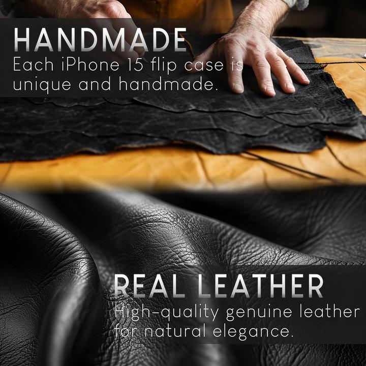 Produktbild Nalia Echt Leder Flip Case Hülle mit Magnetverschluss (Apple iPhone 15 Plus)