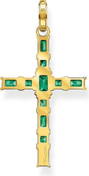Image du produit Thomas Sabo Pendentif croix pierres vertes or (Argent 925)