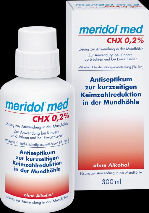 Meridol med CHX 0,2 % Lösung zur Anwendung in der Mundhöhle, 300 ml Lösung (300 ml, Mundspülung)