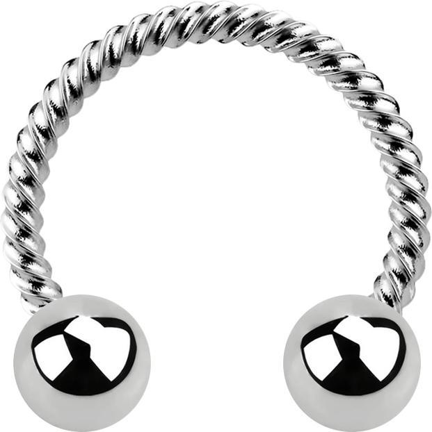 Star Piercing Circular Barbell silber geflochten mit zwei Kugeln (ohne Messing, Chirurgenstahl 316L)