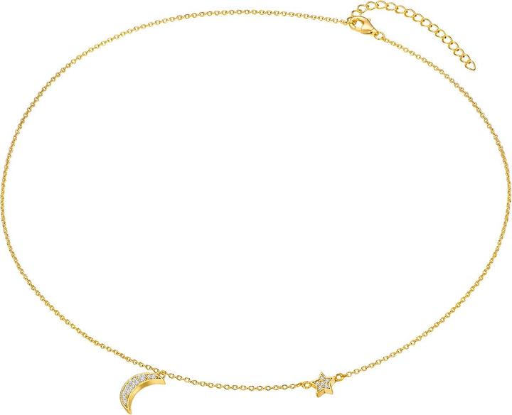 Produktbild Rafaela Donata Damen Mond, Stern Sterling Silber Zirkonia Gelbgold 40,0 cm Basiskette + 5,0 cm Verlängerung - 33712 (Sterling Silber, 40 - 45 cm)