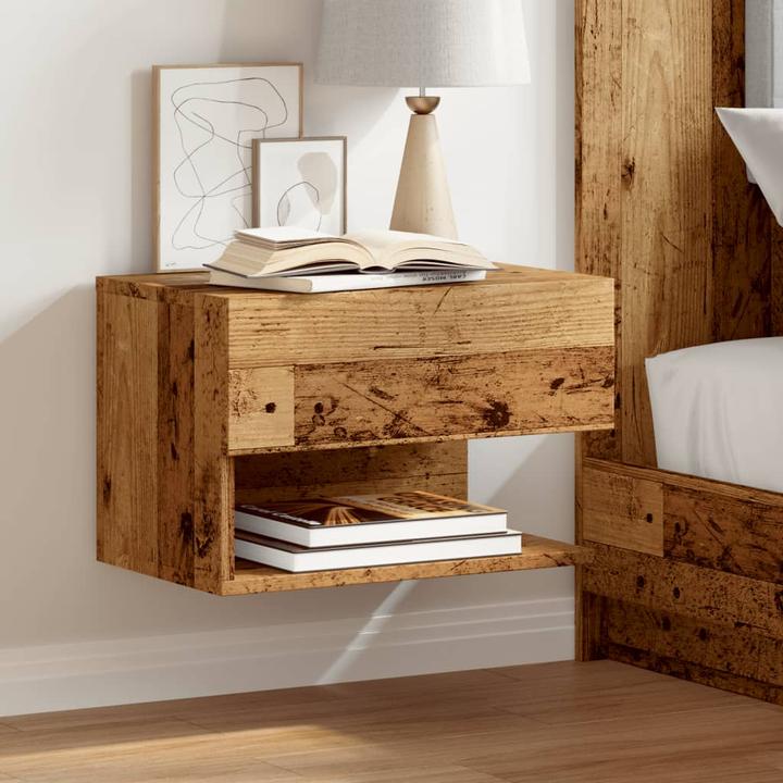 Produktbild VidaXL Wand Nachttisch Nachtschrank Nachtkommode Hängend 2 Stk. Altholz-Optik (46 x 29.5 x 30 cm)